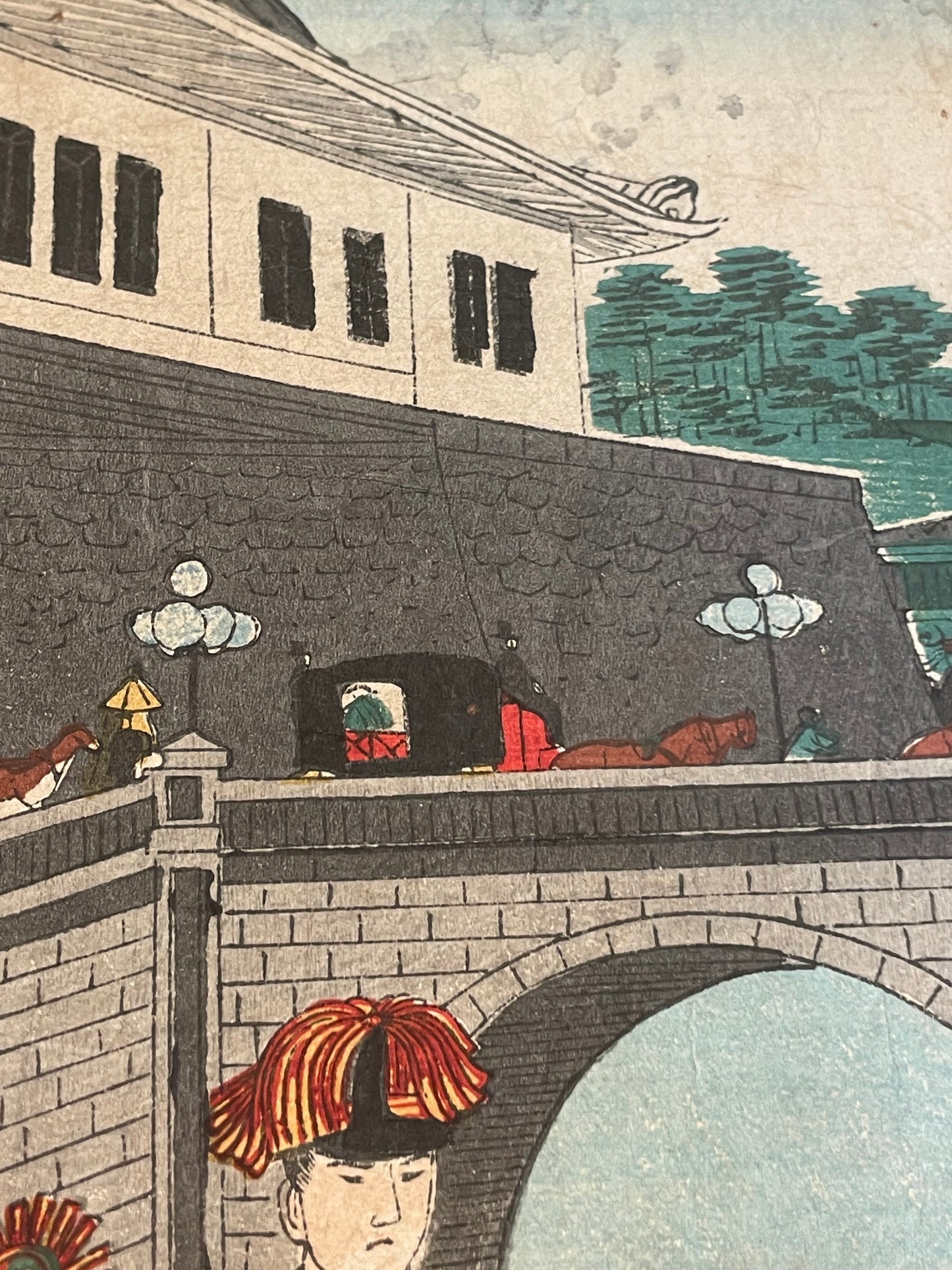1894-5 "Emperor Meiji Inspects The Cavalry" by Toyohara Chikanobu (Approximately 37X24CM)