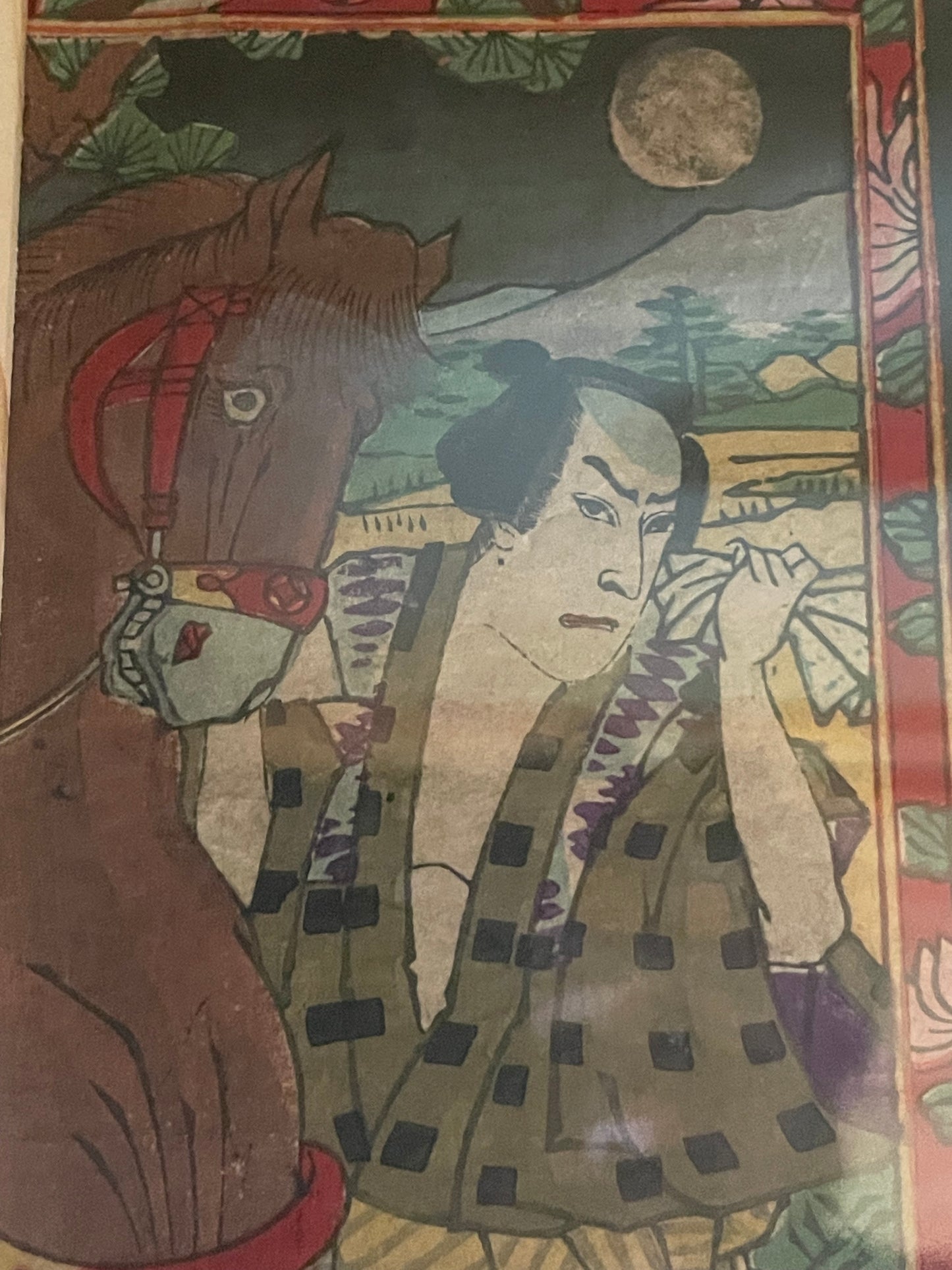 1890 Samurai Portrait Small Formal by Ozeki Toyo. (In a Postcard Frame)
