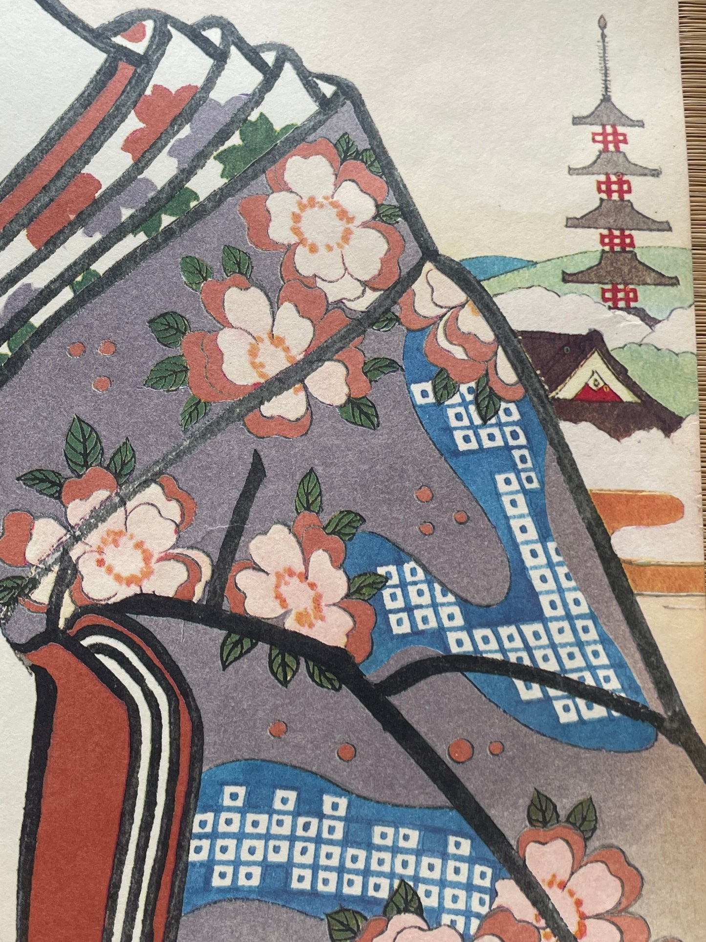 Showa 1950s Ukiyo-e Reprint Heian Court Geisha by Utagwa Kunisada (Approximately 34X52CM)