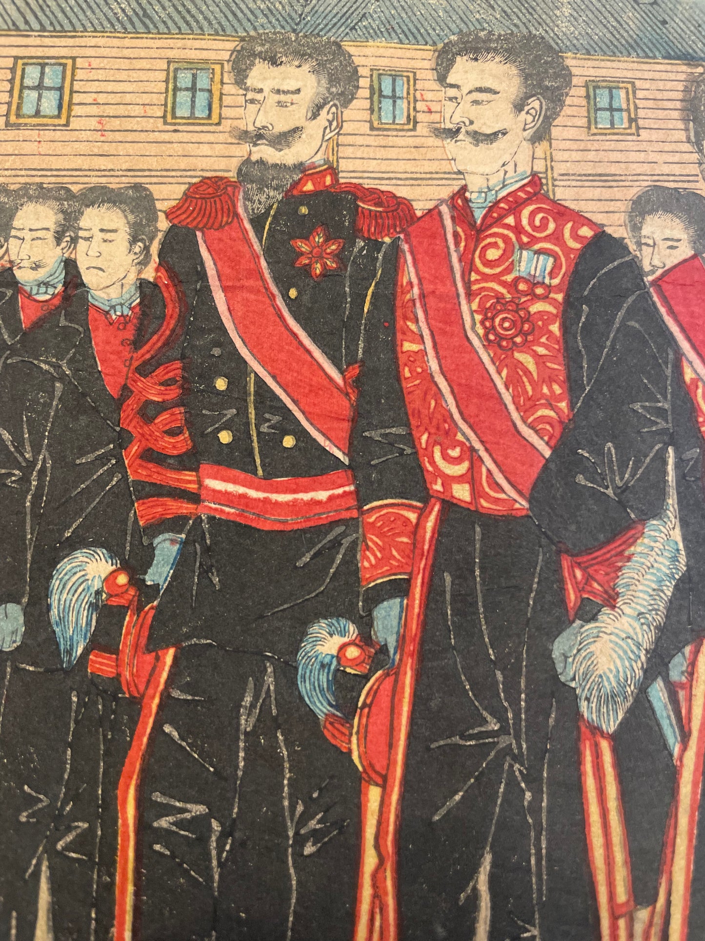 1876 "Imperial Visit to Ueno" National Industrial Exhibition Print by Yoshu Chikanobu. (72X36CM)