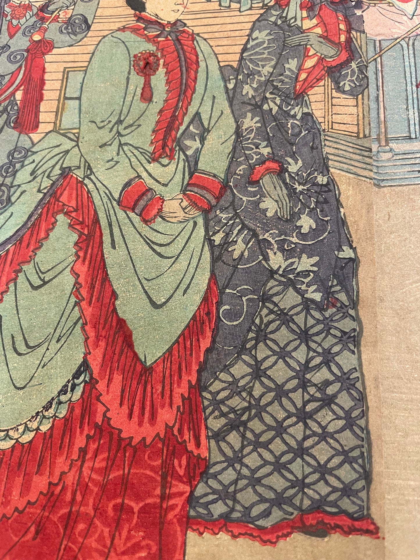 1876 "Imperial Visit to Ueno" National Industrial Exhibition Print by Yoshu Chikanobu. (72X36CM)