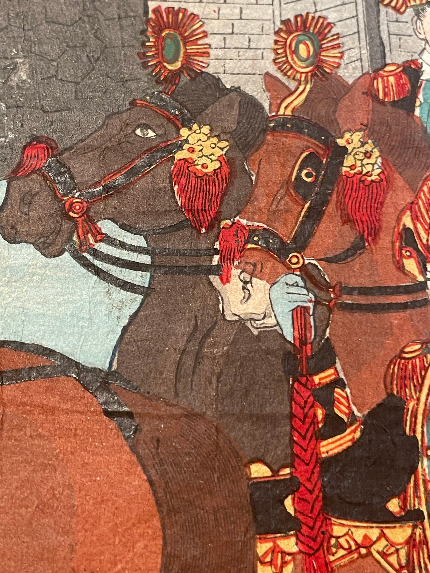 1894-5 "Emperor Meiji Inspects The Cavalry" by Toyohara Chikanobu (Approximately 37X24CM)