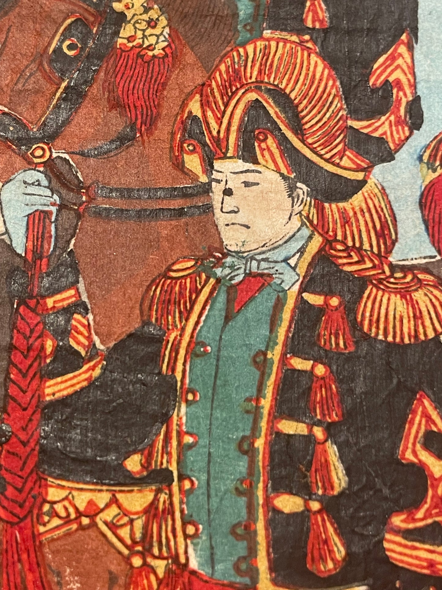1894-5 "Emperor Meiji Inspects The Cavalry" by Toyohara Chikanobu (Approximately 37X24CM)