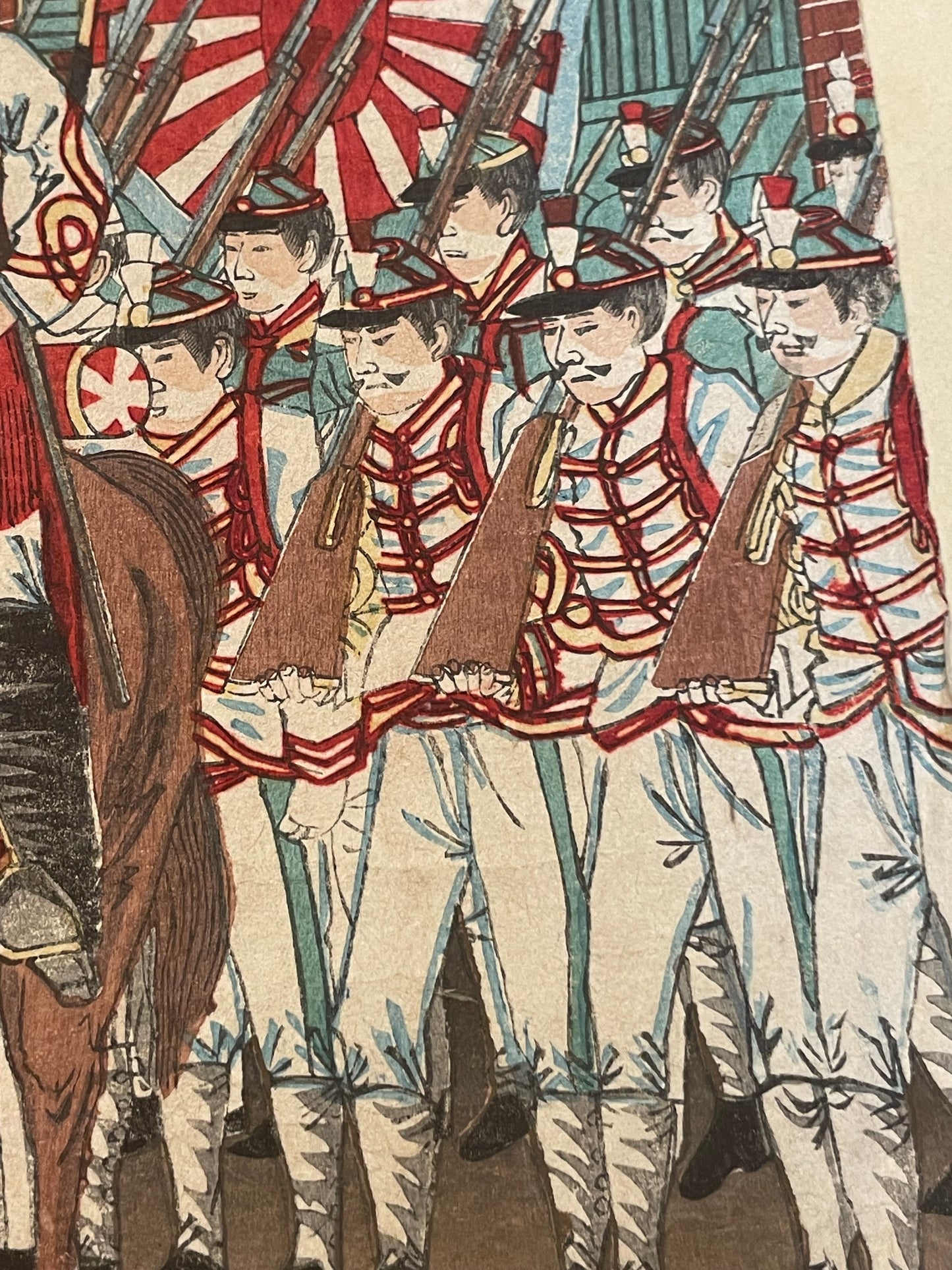 1895 "Chinese Delegation at Hiroshima Imperial Headquarters" by Toyohara Chikanobu (Approximately 37X25CM)