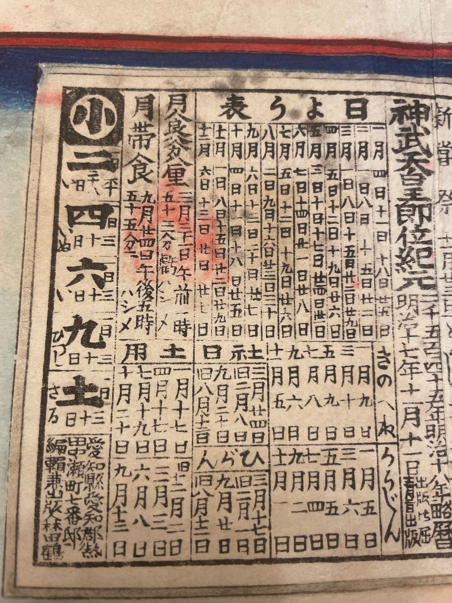 1876 Calendar and War Propaganda Modernization Print By Utagawa Toyokuni (Approximately 37X25CM)