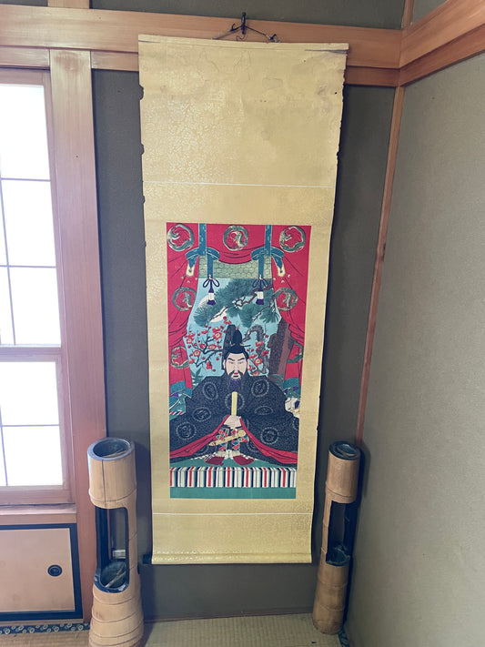 Circa 1880-90 Kakejiku Hanging Scroll of Sugawara no Michizane (Approximately 54X155CM)