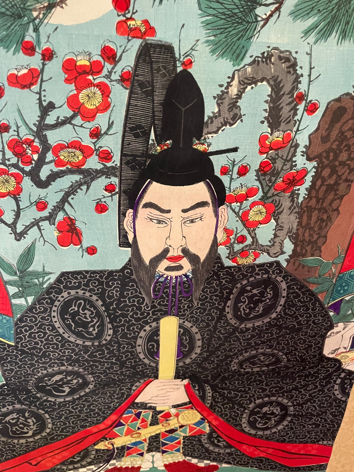 Circa 1880-90 Kakejiku Hanging Scroll of Sugawara no Michizane (Approximately 54X155CM)