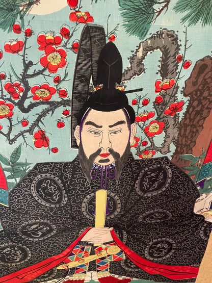 Circa 1880-90 Kakejiku Hanging Scroll of Sugawara no Michizane (Approximately 54X155CM)