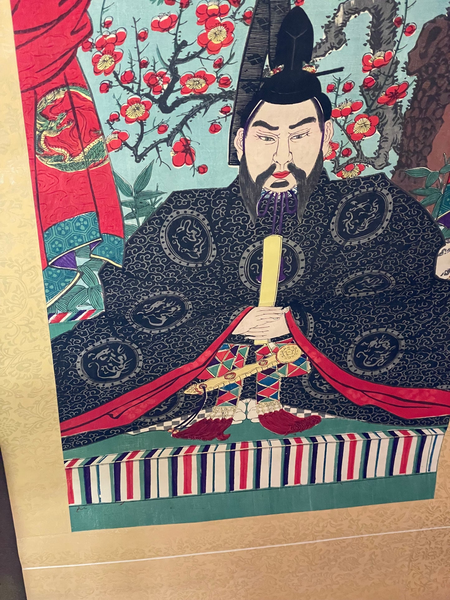 Circa 1880-90 Kakejiku Hanging Scroll of Sugawara no Michizane (Approximately 54X155CM)