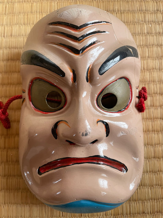 1950s–60s Kagura Mask "Tajikarao-no-Mikoto" Shinto God of Physical Strength, Signed by Tanabe Seisuke