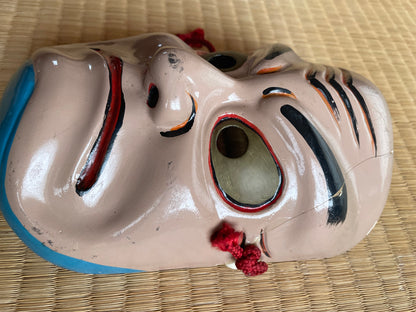 1950s–60s Kagura Mask "Tajikarao-no-Mikoto" Shinto God of Physical Strength, Signed by Tanabe Seisuke