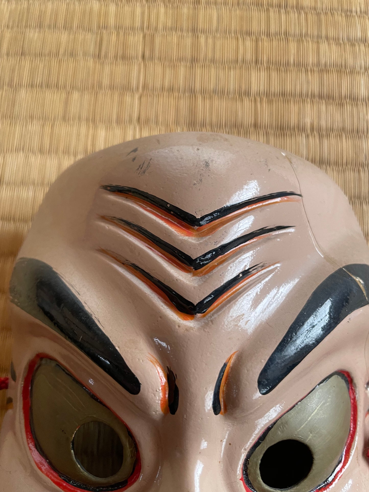 1950s–60s Kagura Mask "Tajikarao-no-Mikoto" Shinto God of Physical Strength, Signed by Tanabe Seisuke