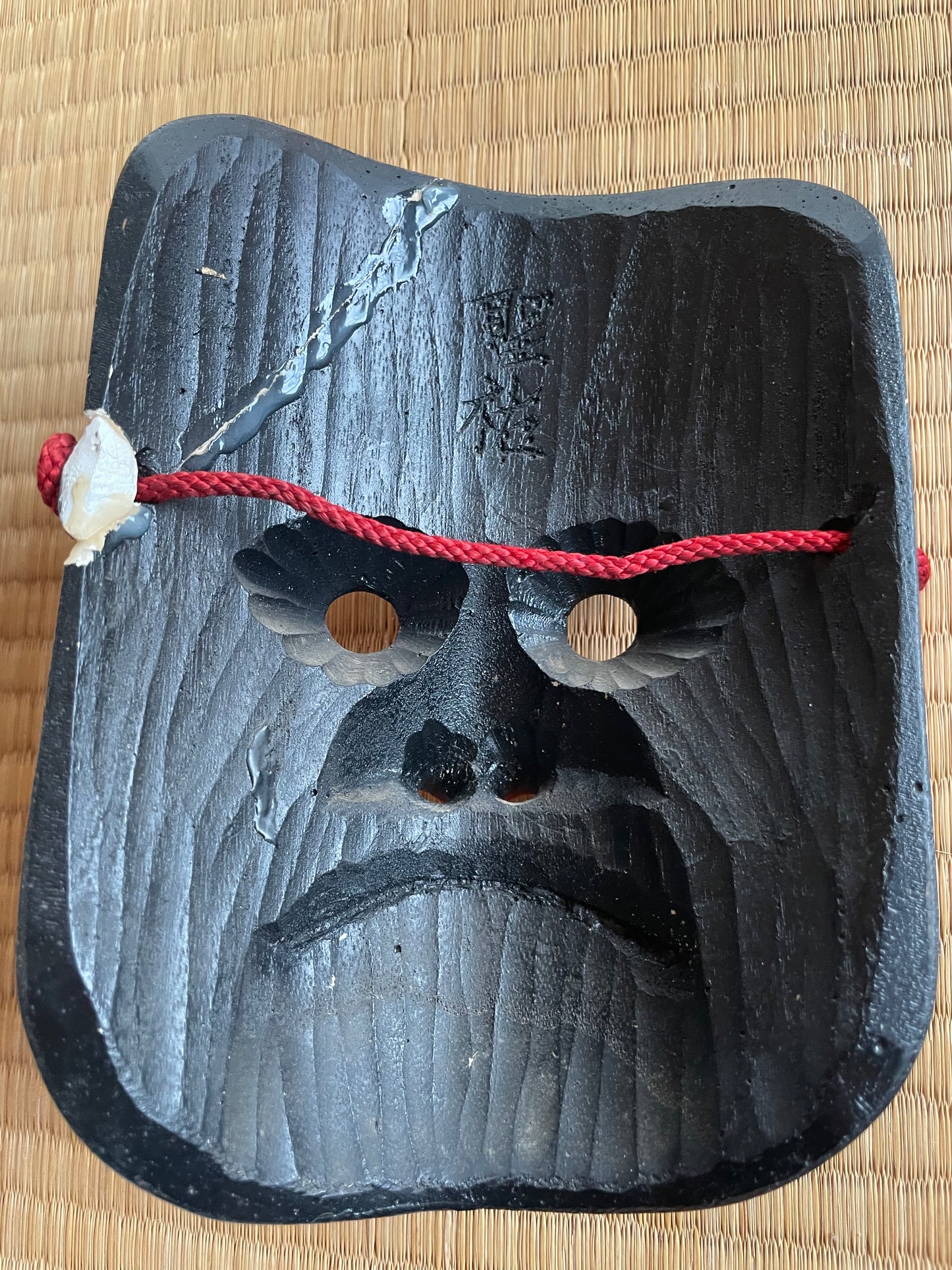 1950s–60s Kagura Mask "Tajikarao-no-Mikoto" Shinto God of Physical Strength, Signed by Tanabe Seisuke