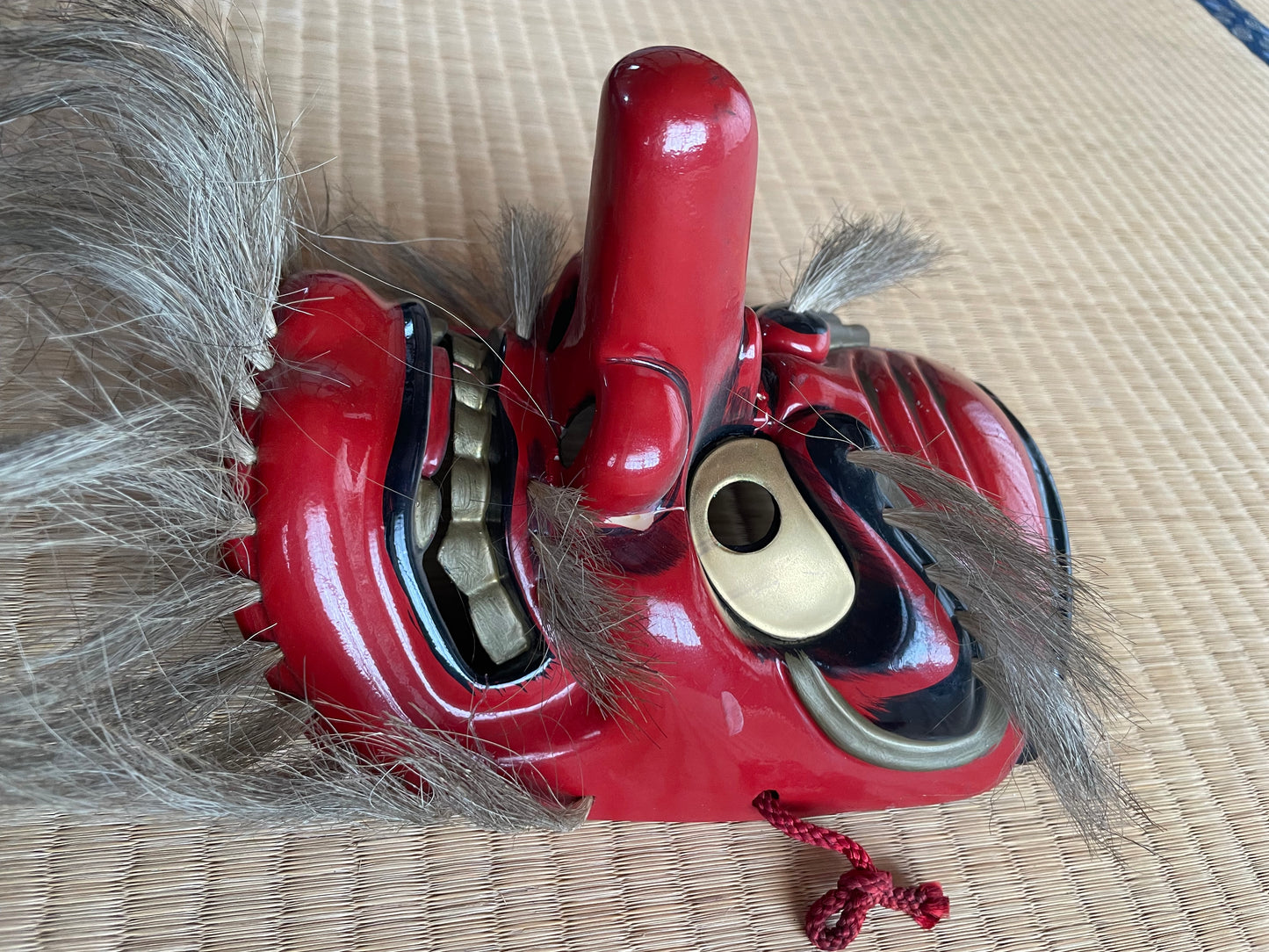1950-60s Kagura Mask "Sarutahiko-no-Mikoto" Shinto god of Beginnings Signed by Tanabe Seisuke