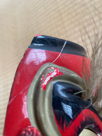 1950-60s Kagura Mask "Sarutahiko-no-Mikoto" Shinto god of Beginnings Signed by Tanabe Seisuke