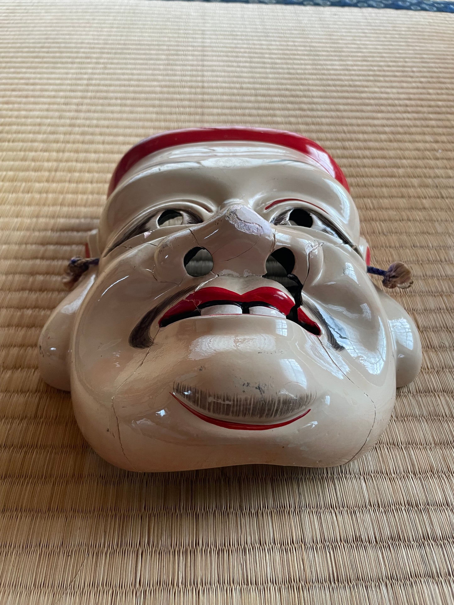 1950s-60s Kagura Mask of "Ebisu" The God of Luck-Signed by Tanabe Seisuke