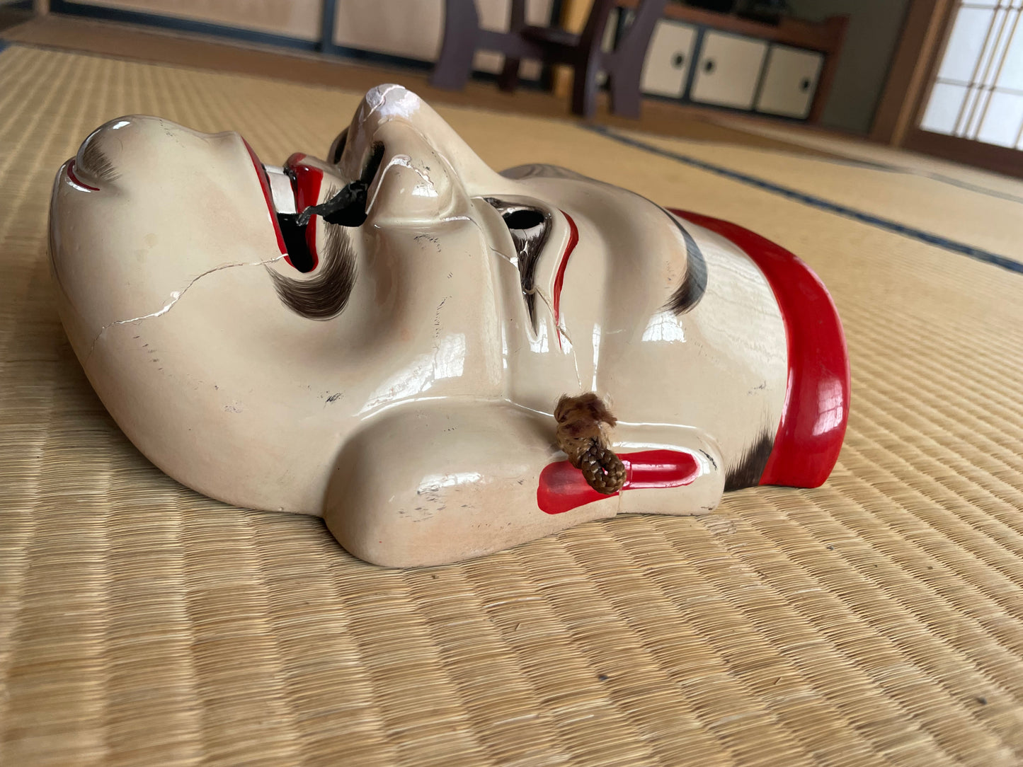 1950s-60s Kagura Mask of "Ebisu" The God of Luck-Signed by Tanabe Seisuke