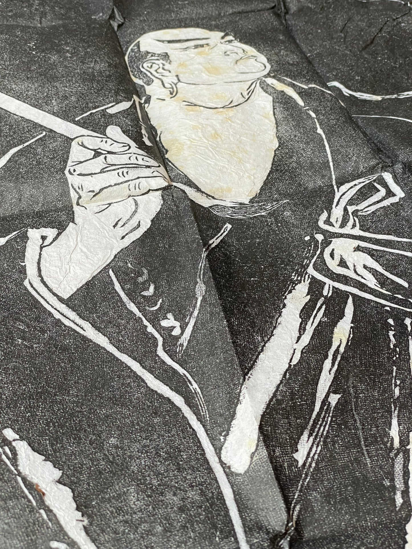 1900s Kobo Daishi Buddhist Pimgrimage Stone Rubbing Shittaku (Approx. 124 x 72 cm)