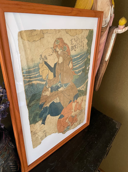 1833 Kabuki Scene by Utagawa Kuniyoshi 天保四年九月名残狂言 (Approximately 25X35) A3 Framed