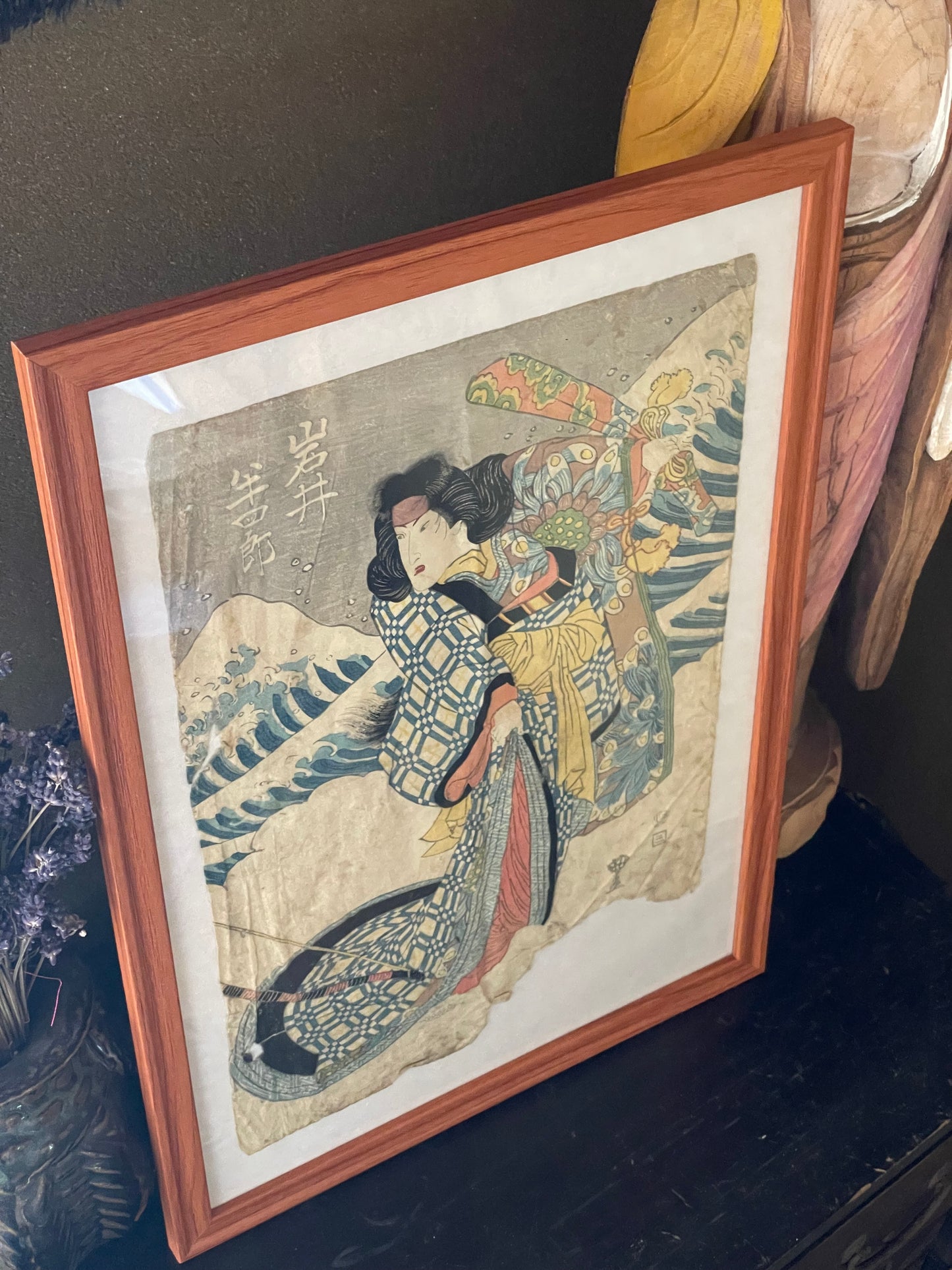 1815–1825 Kabuki Actor Portrait – Iwai Hanshirō V by Utagawa Kunisada (Approximately 25X38cm, A3 Framed)
