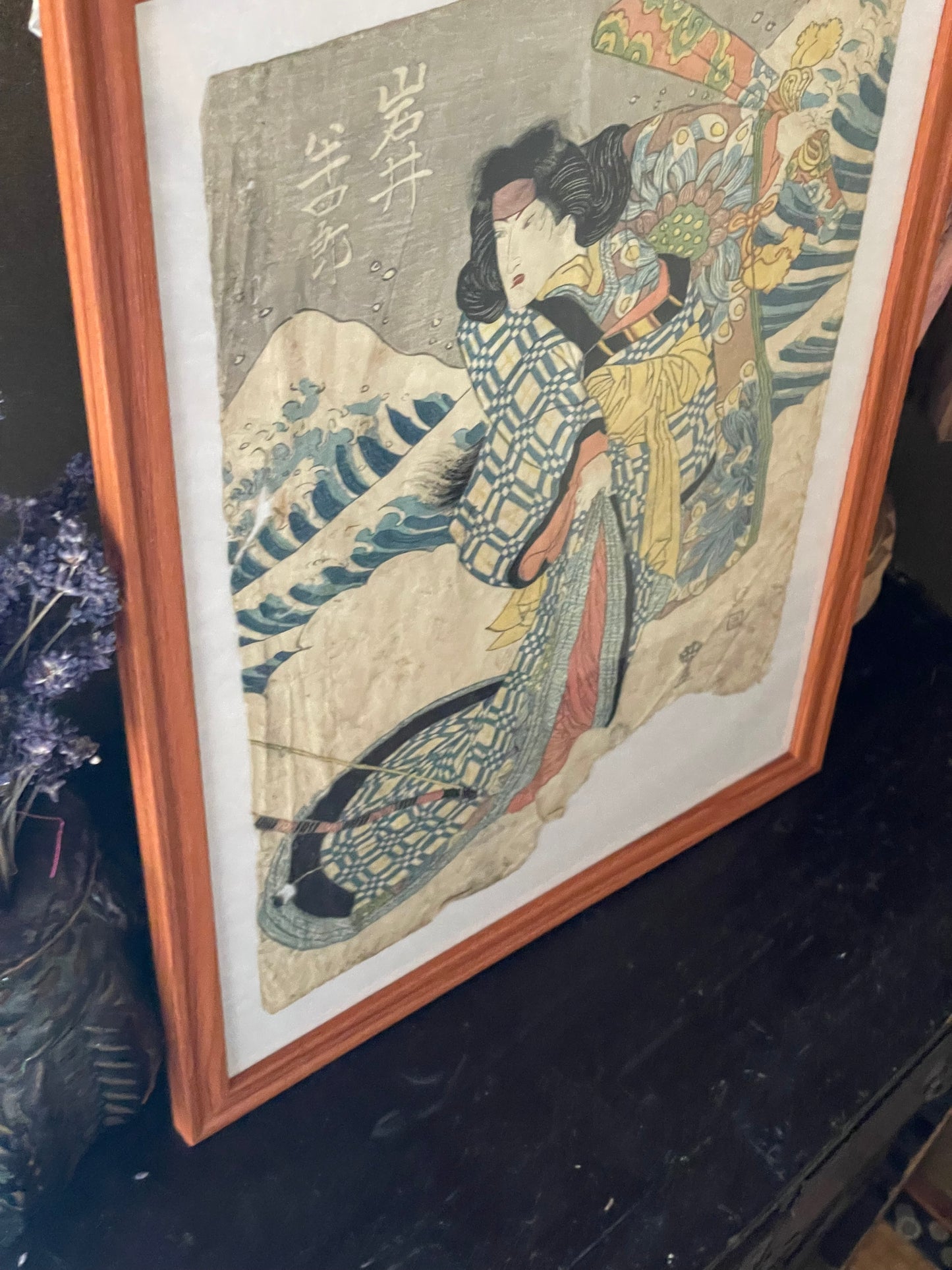 1815–1825 Kabuki Actor Portrait – Iwai Hanshirō V by Utagawa Kunisada (Approximately 25X38cm, A3 Framed)