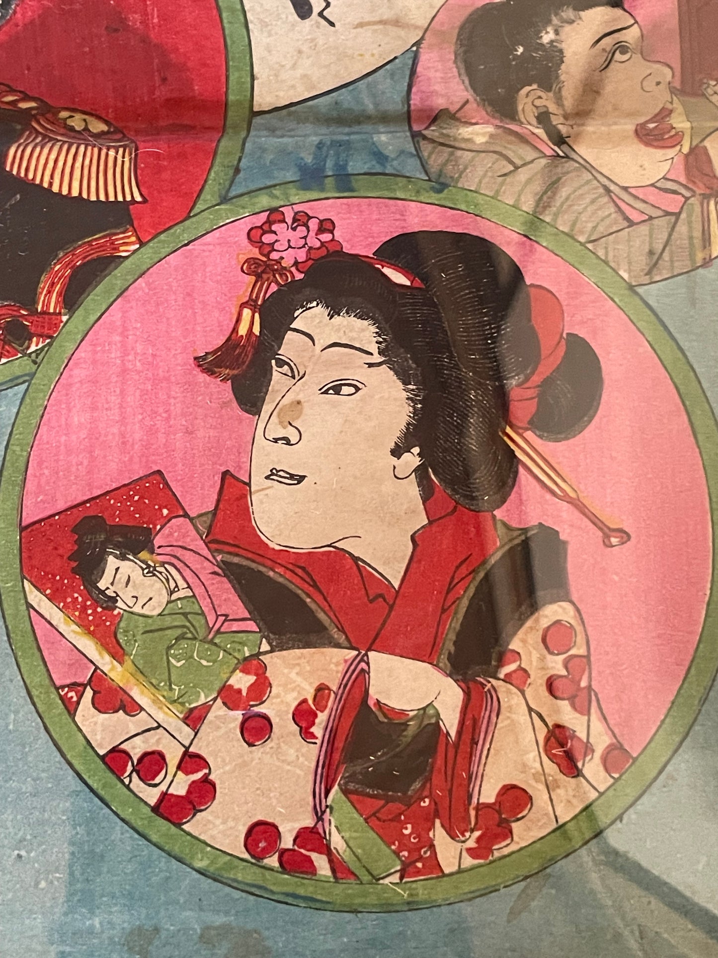 1893 Telephone New Technology Print by Utagawa Kunisada III 世進電話双六 (32 x 23 cm Framed)