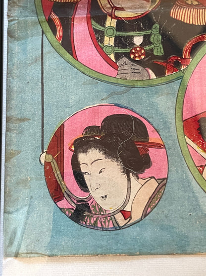 1893 Telephone New Technology Print by Utagawa Kunisada III 世進電話双六 (32 x 23 cm Framed)