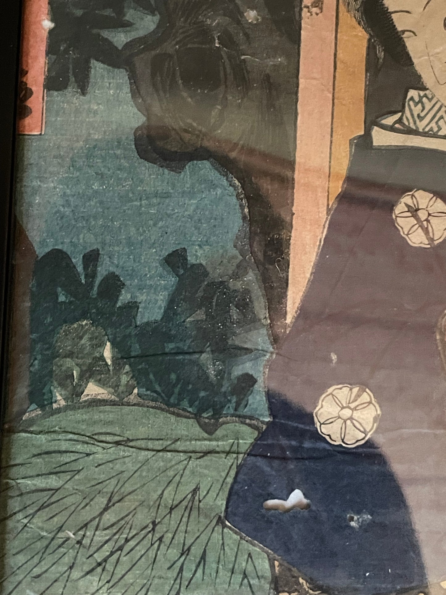 1851 Courtesan Yamanaya Urari Kabuki Character by Utagawa Toyokuni III  (32 x 23 cm Framed)