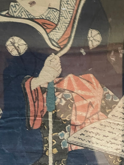 1851 Courtesan Yamanaya Urari Kabuki Character by Utagawa Toyokuni III  (32 x 23 cm Framed)