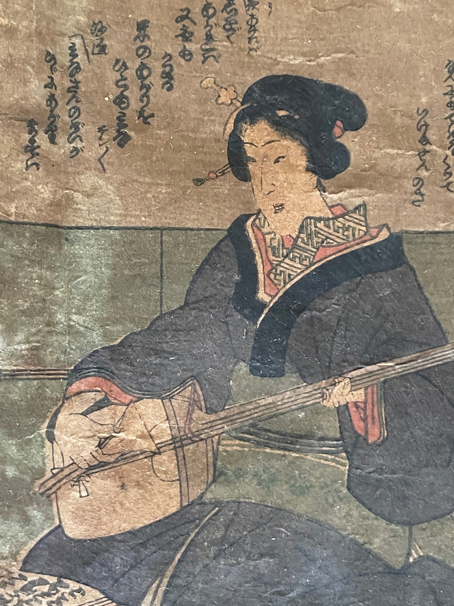 1850s-60s Edo Period Drinking Game Ukiyo-e By Utagawa Yoshitora (Approximately 37X75CM)