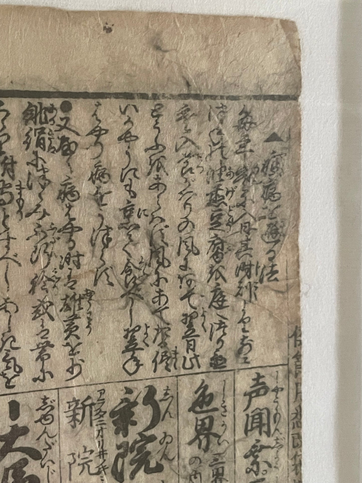 Edo Period Court Rank & Government Offices Reference Chart Woodblock Print  Circa 1760 (23 x 32 cm Framed)
