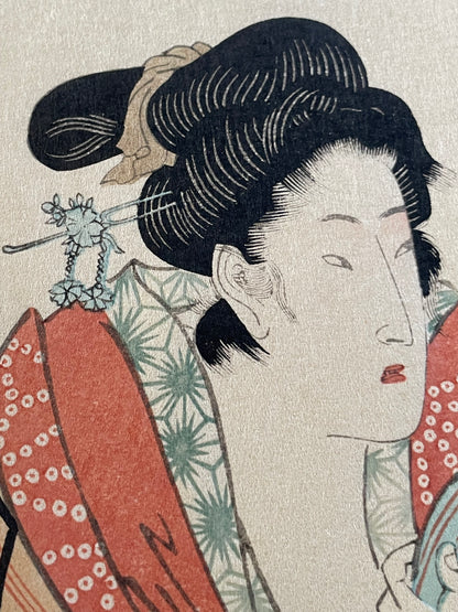 1821-22 Ukiyo-e Eight Views of Figures, Inside and Outside by Utagawa Hiroshige (Approximately 25X47 CM)