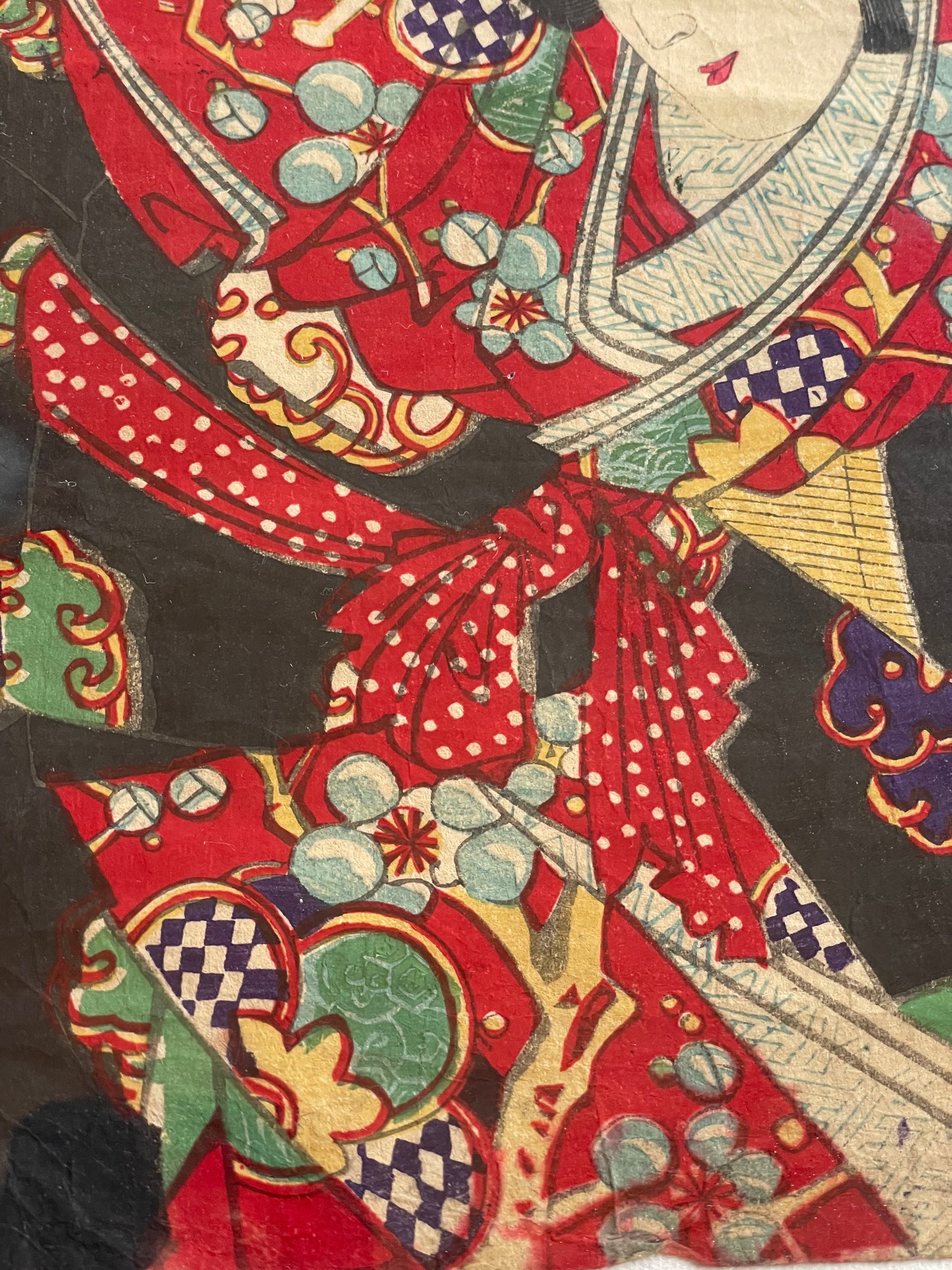 1887 Ukiyo-e Kabuki Portrait-Nakamura Fukusuke as Kamuro Tayori by Toyohara Kunichika (Approximately 37X24Framed)