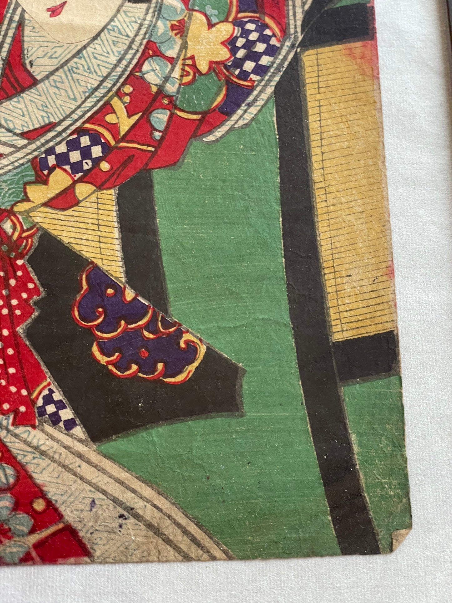1887 Ukiyo-e Kabuki Portrait-Nakamura Fukusuke as Kamuro Tayori by Toyohara Kunichika (Approximately 37X24Framed)