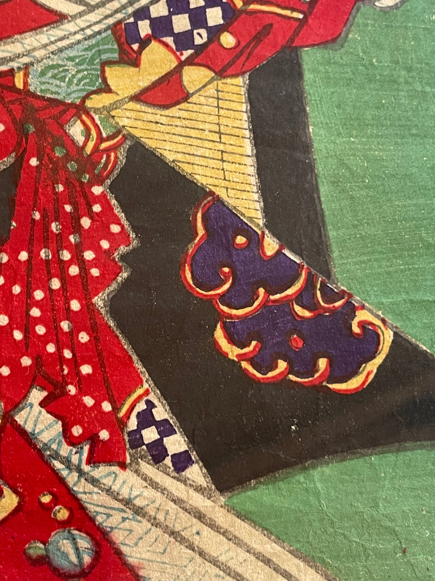1887 Ukiyo-e Kabuki Portrait-Nakamura Fukusuke as Kamuro Tayori by Toyohara Kunichika (Approximately 37X24Framed)