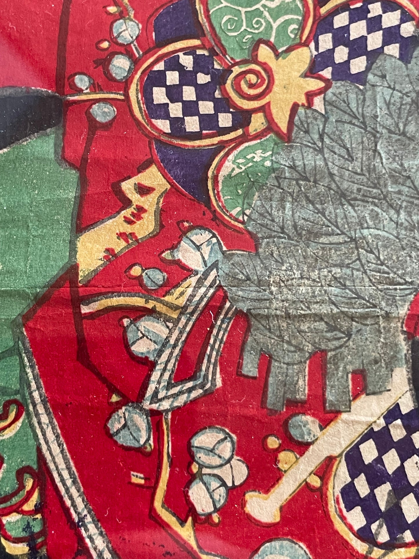 1887 Ukiyo-e Kabuki Portrait-Nakamura Fukusuke as Kamuro Tayori by Toyohara Kunichika (Approximately 37X24Framed)