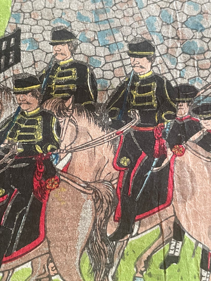 1888 Nagoya Garrison Military Drill at Nagoya Castle – Meiji Modernization Woodblock Print by Hirokuni (25X37CM)