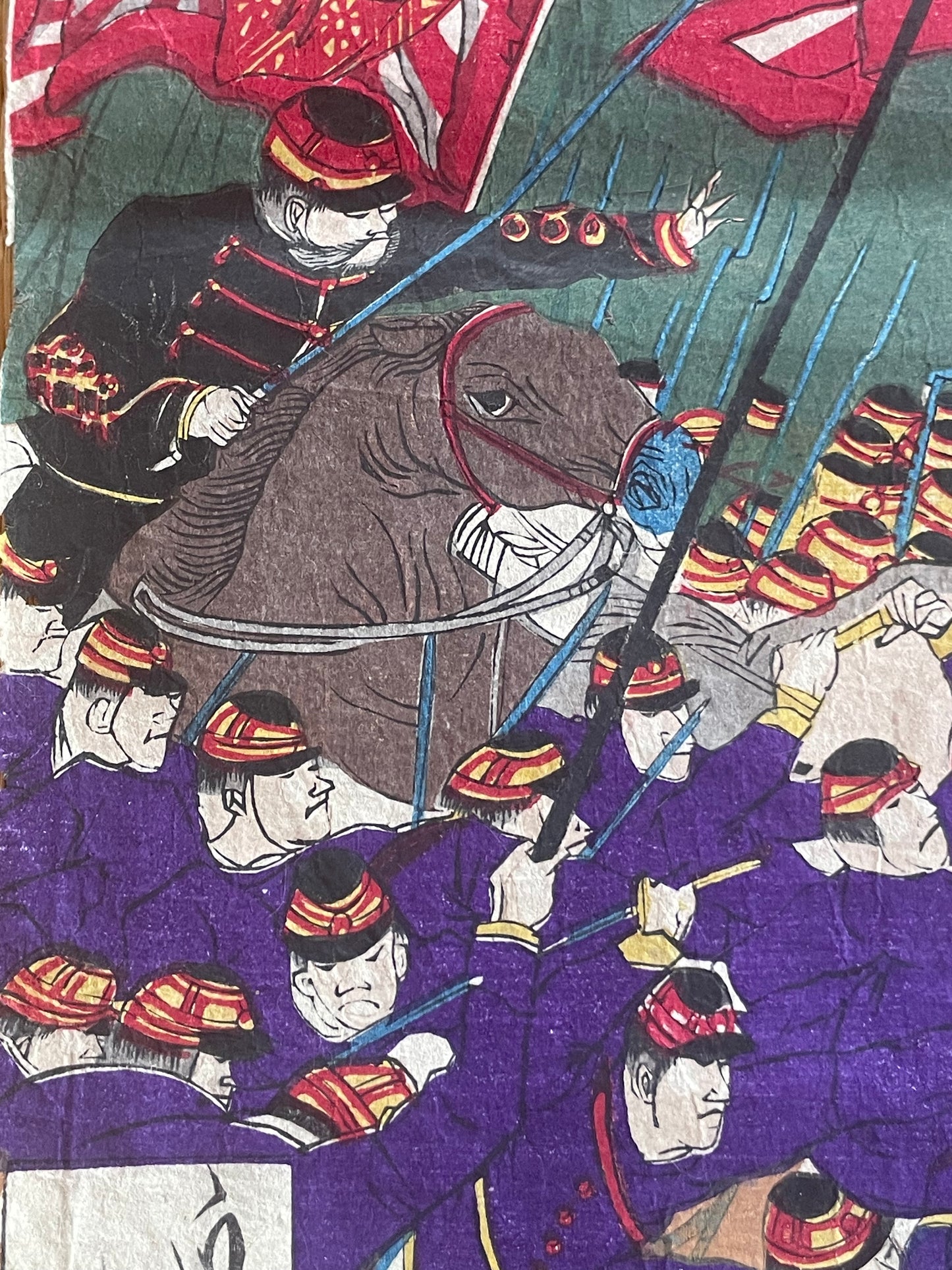 1877 Satsuma Rebellion Ukiyo-e by Toshimitsu (Approximately 25X37CM)