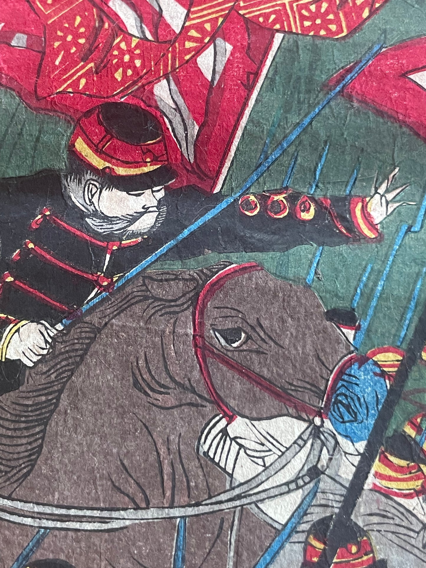 1877 Satsuma Rebellion Ukiyo-e by Toshimitsu (Approximately 25X37CM)