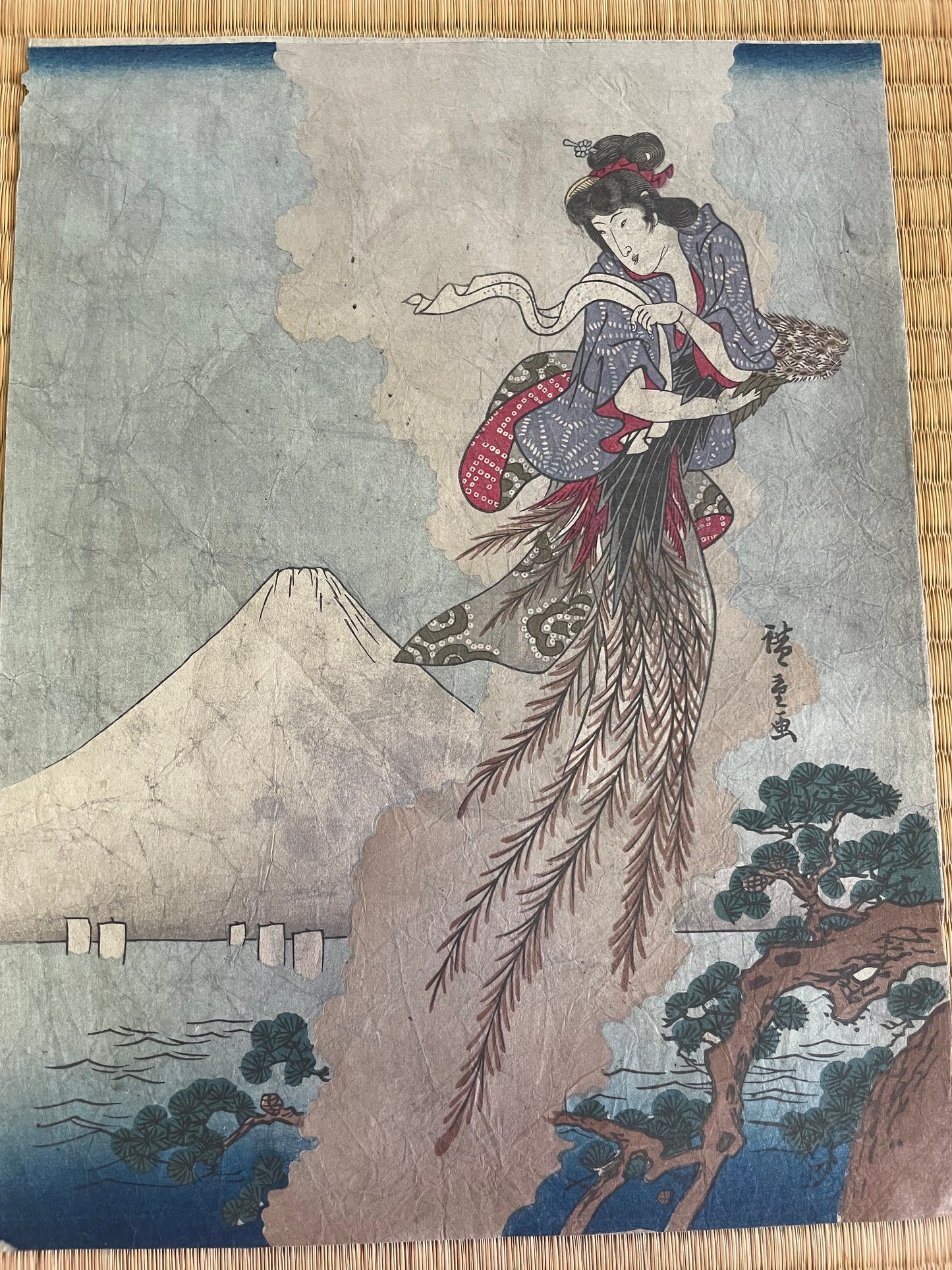 1845 Hagoromo Legend at Miho Bay – Ejiri Station, Tōkaidō Road by Utagawa Hiroshige