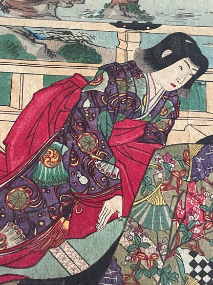 1884 The Nishi-Hachijō Villa – Scene from The Tale of the Heike by Toyohara Chikanobu