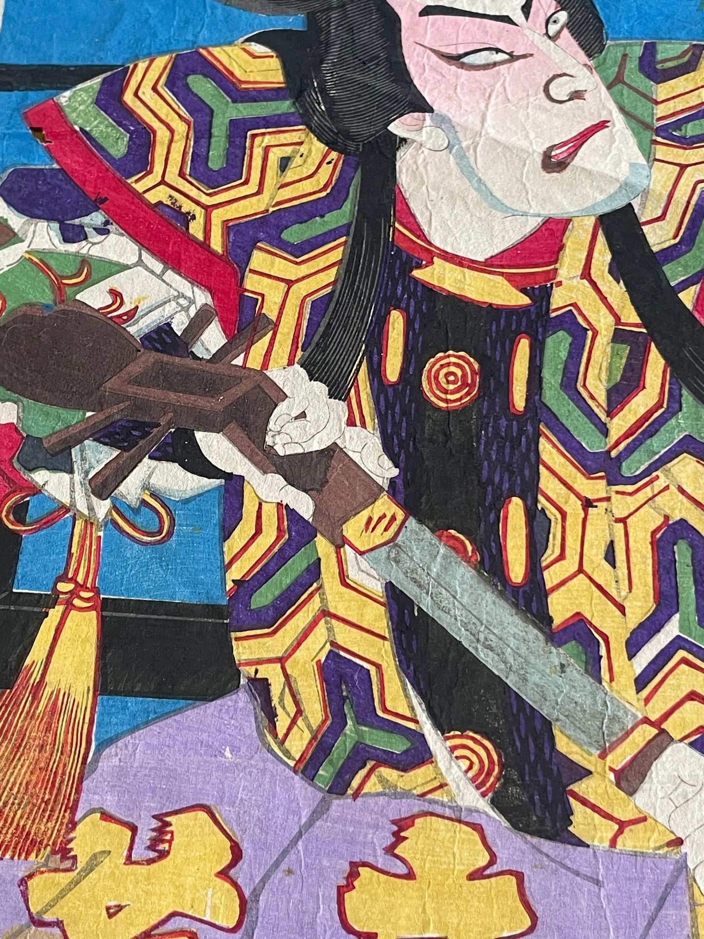 1883 Ukiyo-e Kabuki Actor Portrait – Ichikawa Sadanji I as Akushichi Byōei Kagekiyo by Toyohara Kunichika