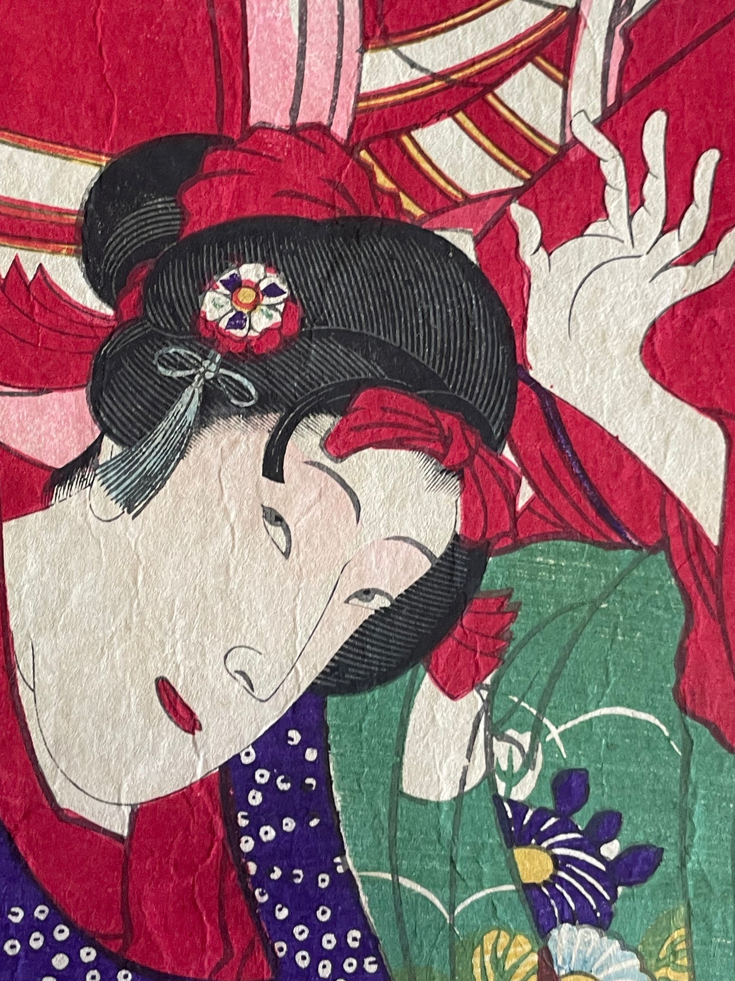 1883 Ukiyo-e Kabuki Actor Portrait – Ichikawa Sadanji I as Akushichi Byōei Kagekiyo by Toyohara Kunichika