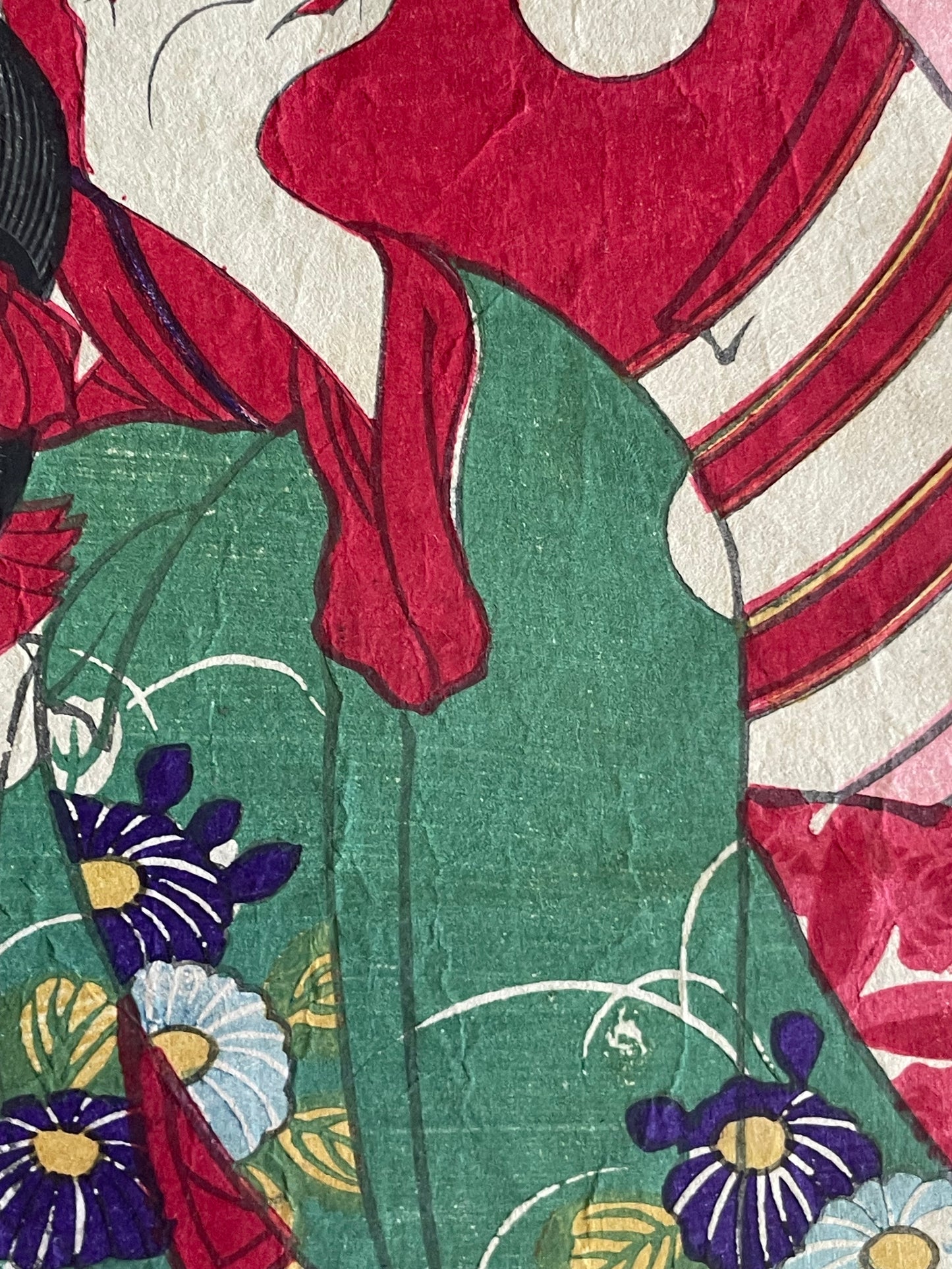 1883 Ukiyo-e Kabuki Actor Portrait – Ichikawa Sadanji I as Akushichi Byōei Kagekiyo by Toyohara Kunichika