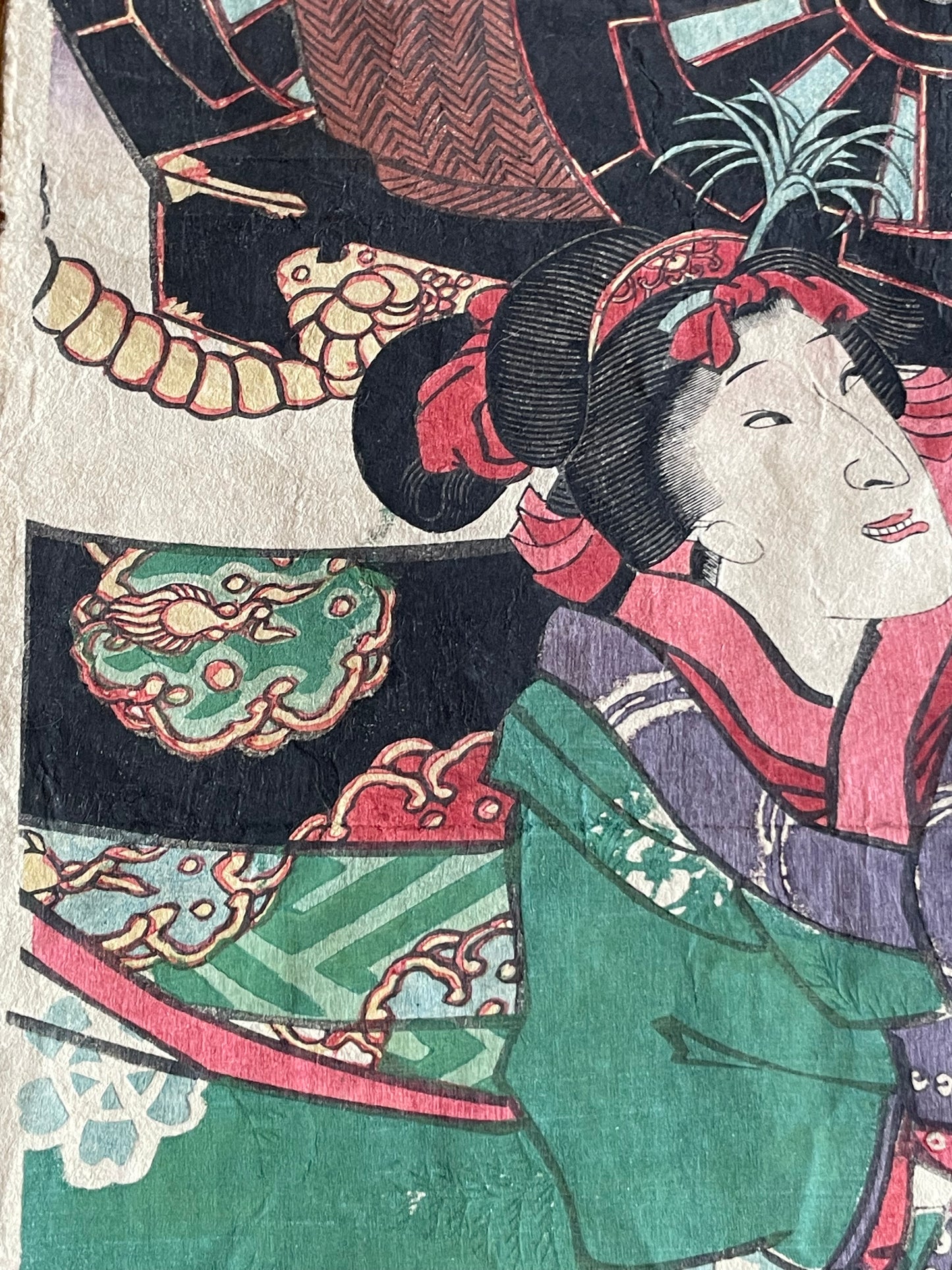 1863 Ukiyo-e  Imo Sono Hime by Utagawa Kunisada Approximately 25X37CM