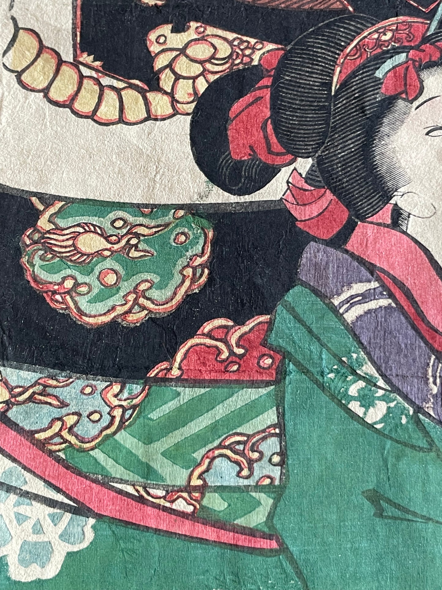 1863 Ukiyo-e  Imo Sono Hime by Utagawa Kunisada Approximately 25X37CM