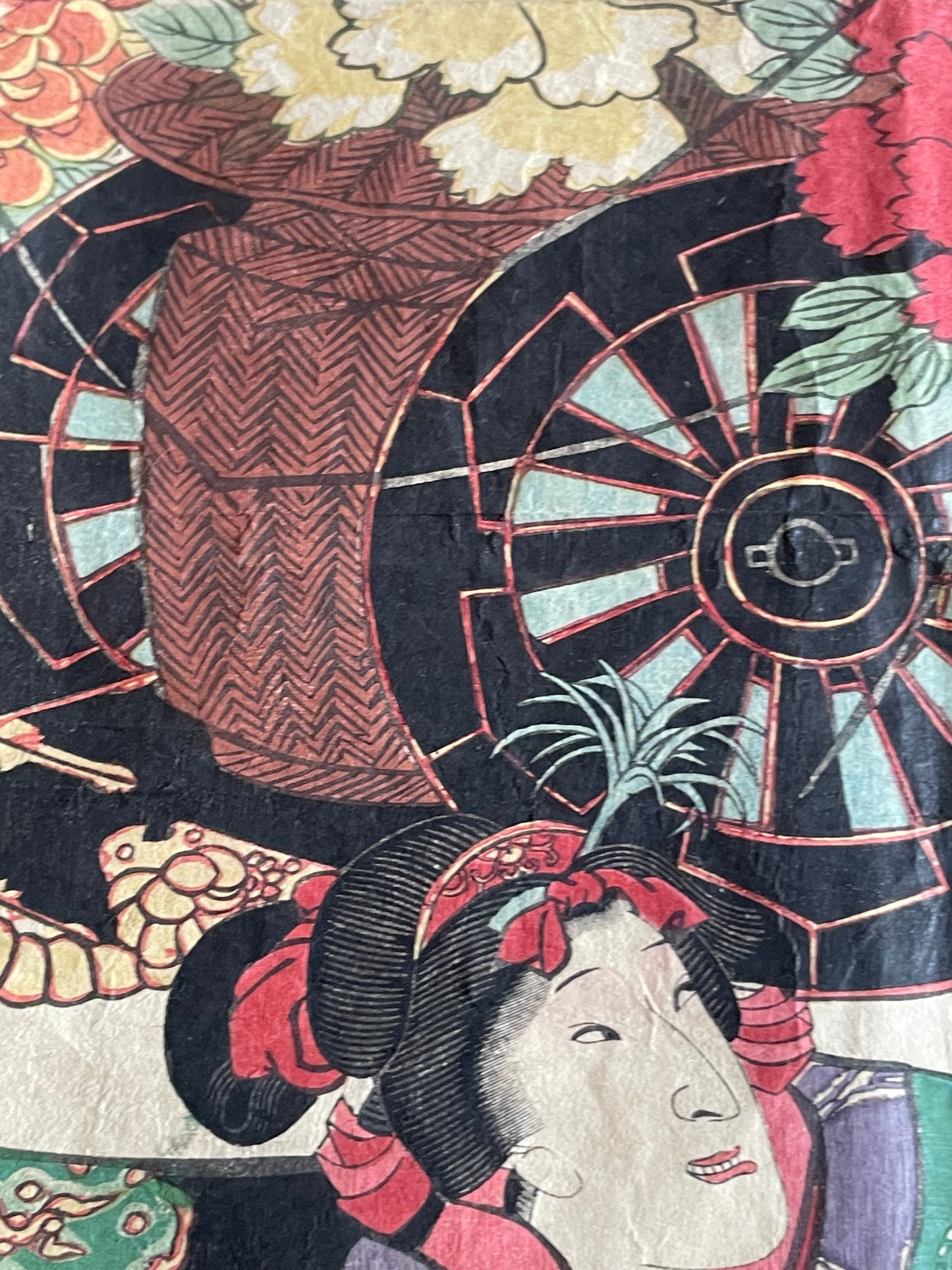 1863 Ukiyo-e  Imo Sono Hime by Utagawa Kunisada Approximately 25X37CM
