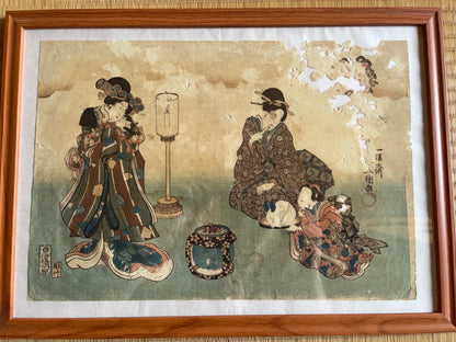 1828–1838  Domestic Life, Women and Children by Utagawa Kunisada (A3 Framed)