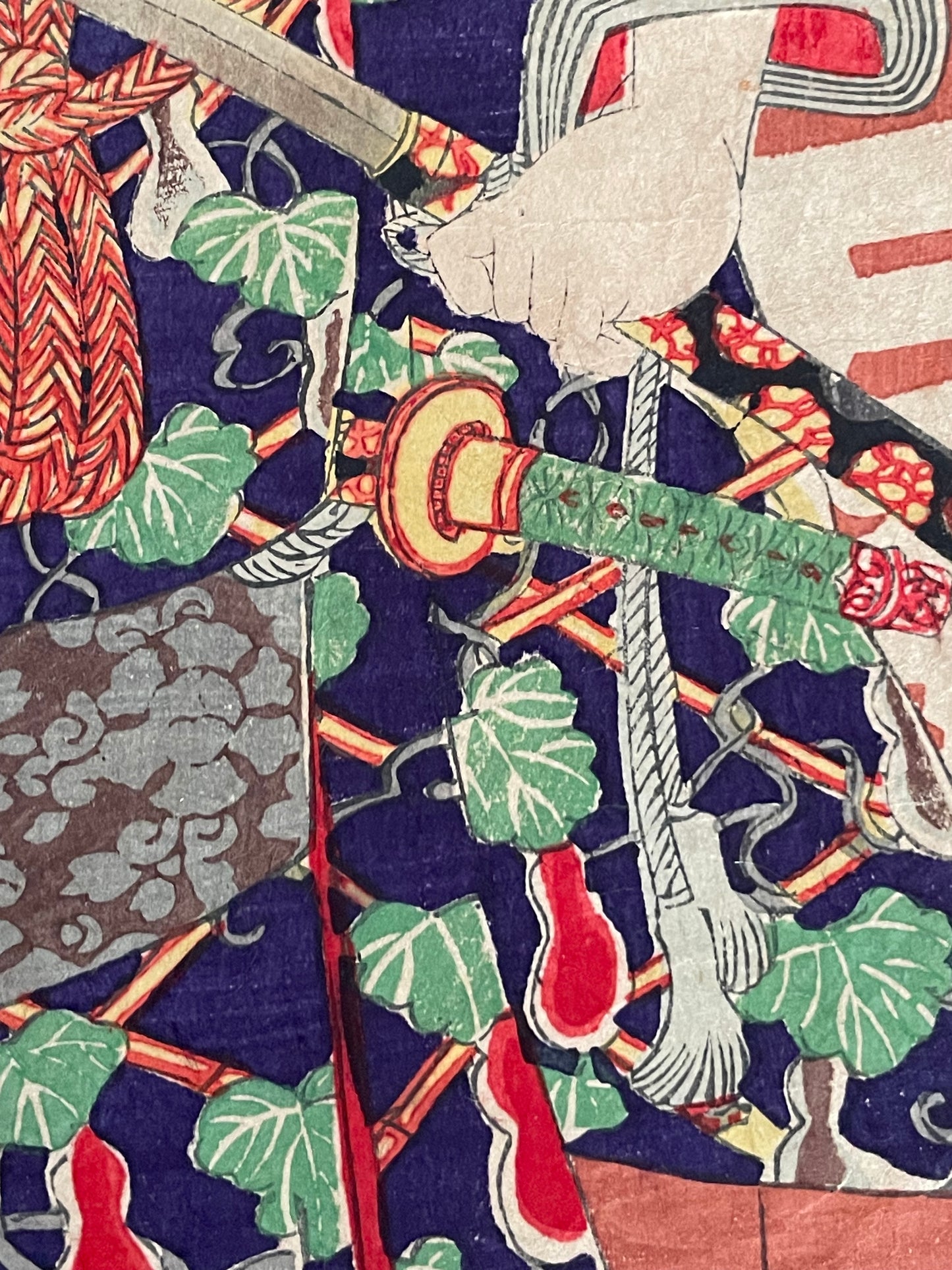 1877 Kabuki Actor Print – Ichikawa Danjūrō IX as a Toyotomi Hideyoshi by Toyohara Kunichika (Approximately 25X37CM)