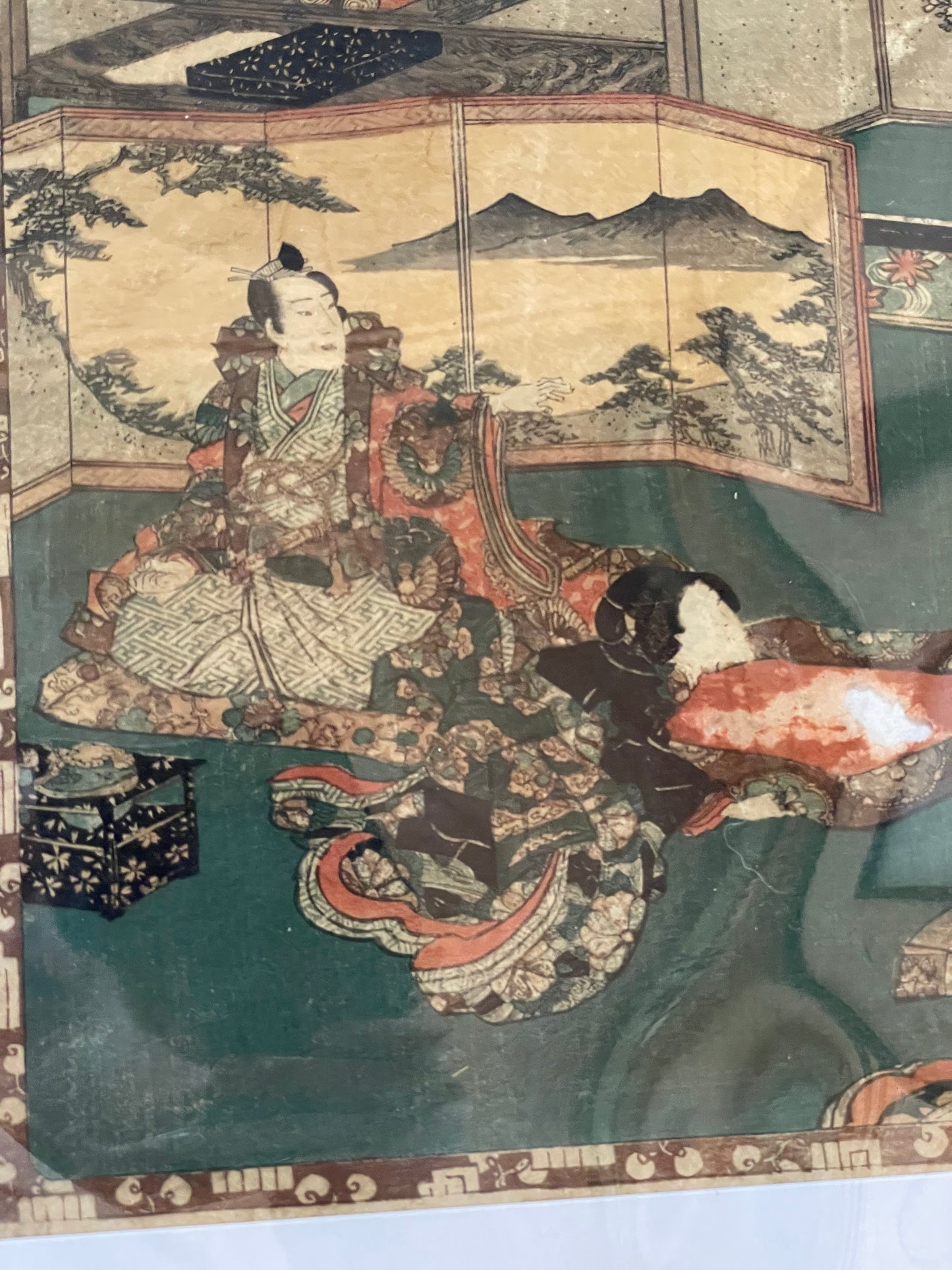 1863 Ukiyo-e Palace Scene by Utagawa Kunisada (In a new A3 Frame)